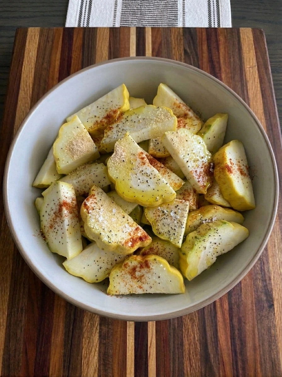 Seasoned squash wedges for Air Fryer Patty Pan Squash