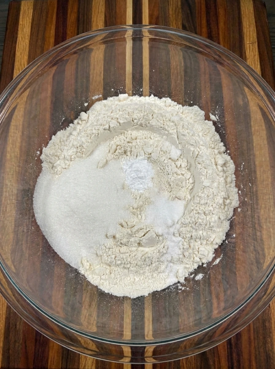Dry ingredients mixed for Bakery Style Huckleberry Muffins