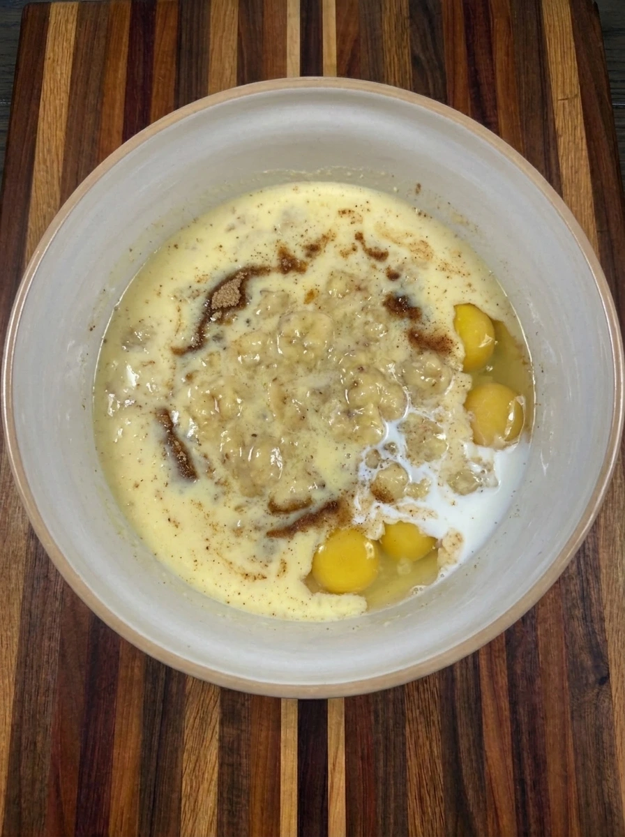 Banana custard mixed for Banana French Toast