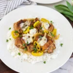 Banana Pepper Rice Bowls with chicken rice melted cheese and tangy peppers