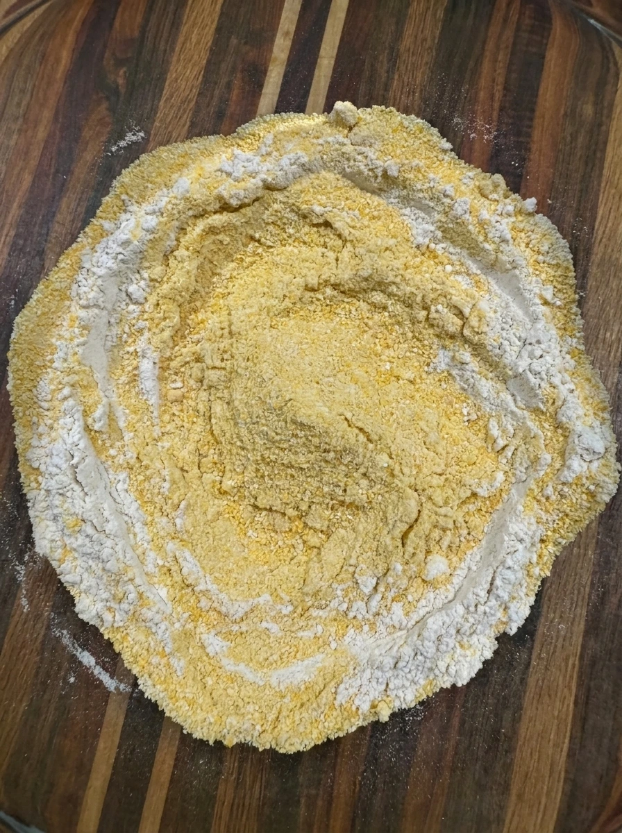 Dry cornmeal flour mixture for Cheesy Banana Pepper Cornbread