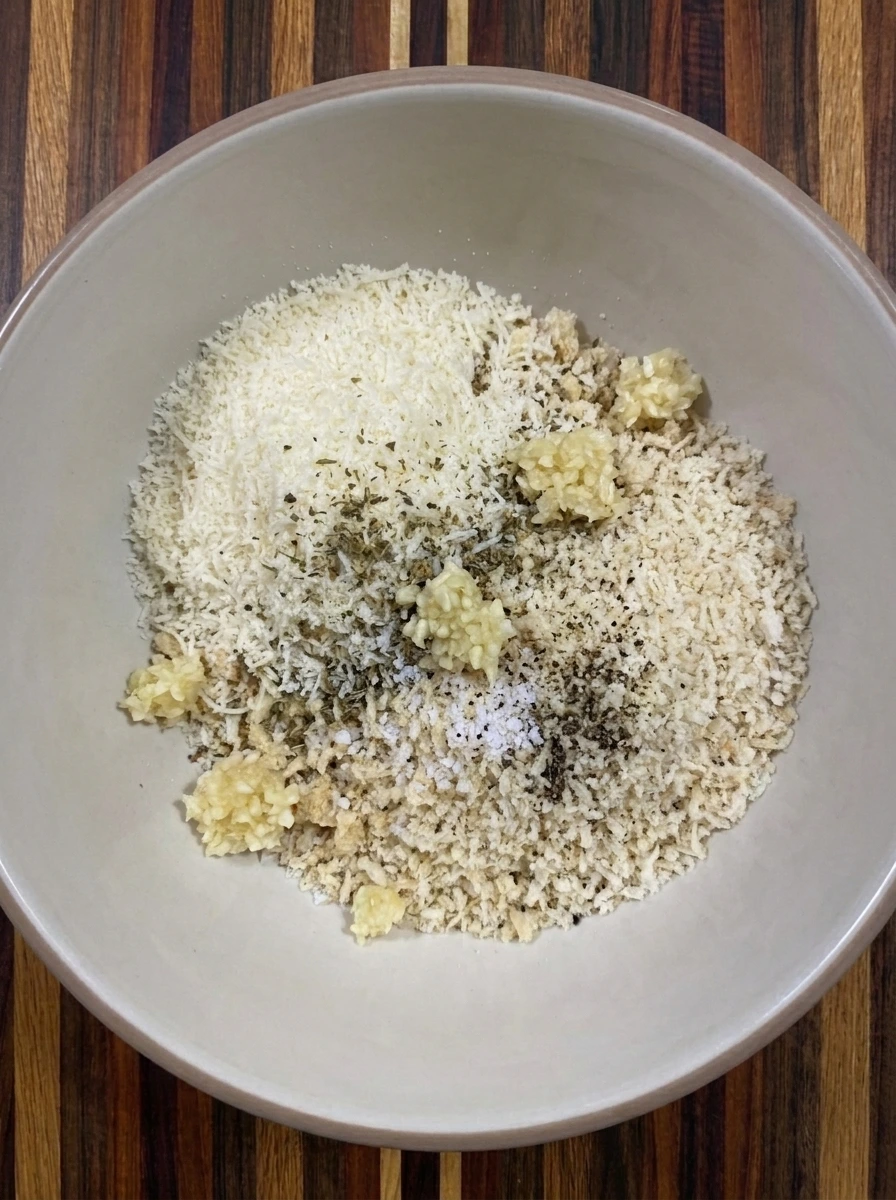 Garlic parmesan topping mixed for roasted tomatoes