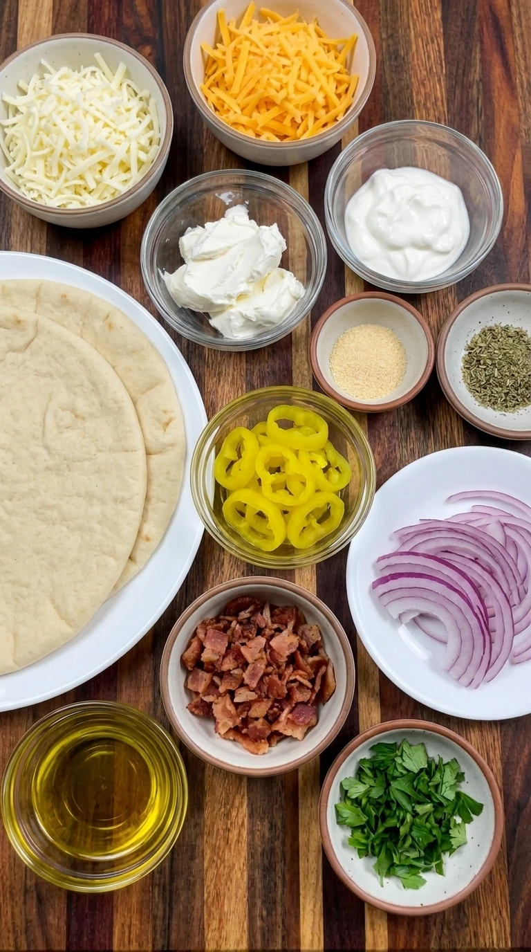 Ingredients for Loaded Banana Pepper Flatbread