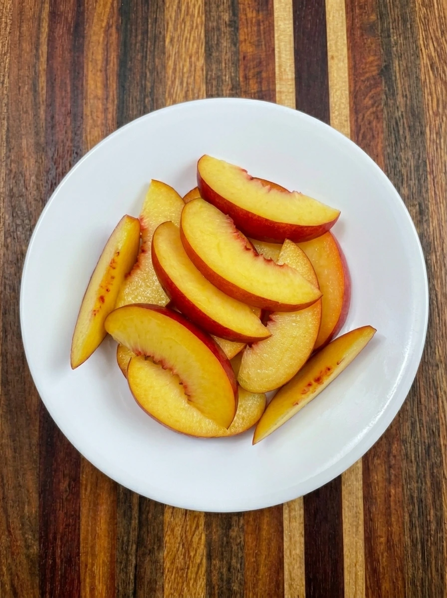 Sliced nectarines for Nectarine Coffee Cake