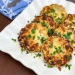 Parmesan Crusted Patty Pan Squash with golden cheesy crust and parsley