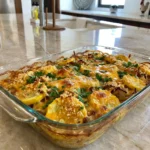 Patty Pan Squash Casserole with golden melted cheese and tender squash
