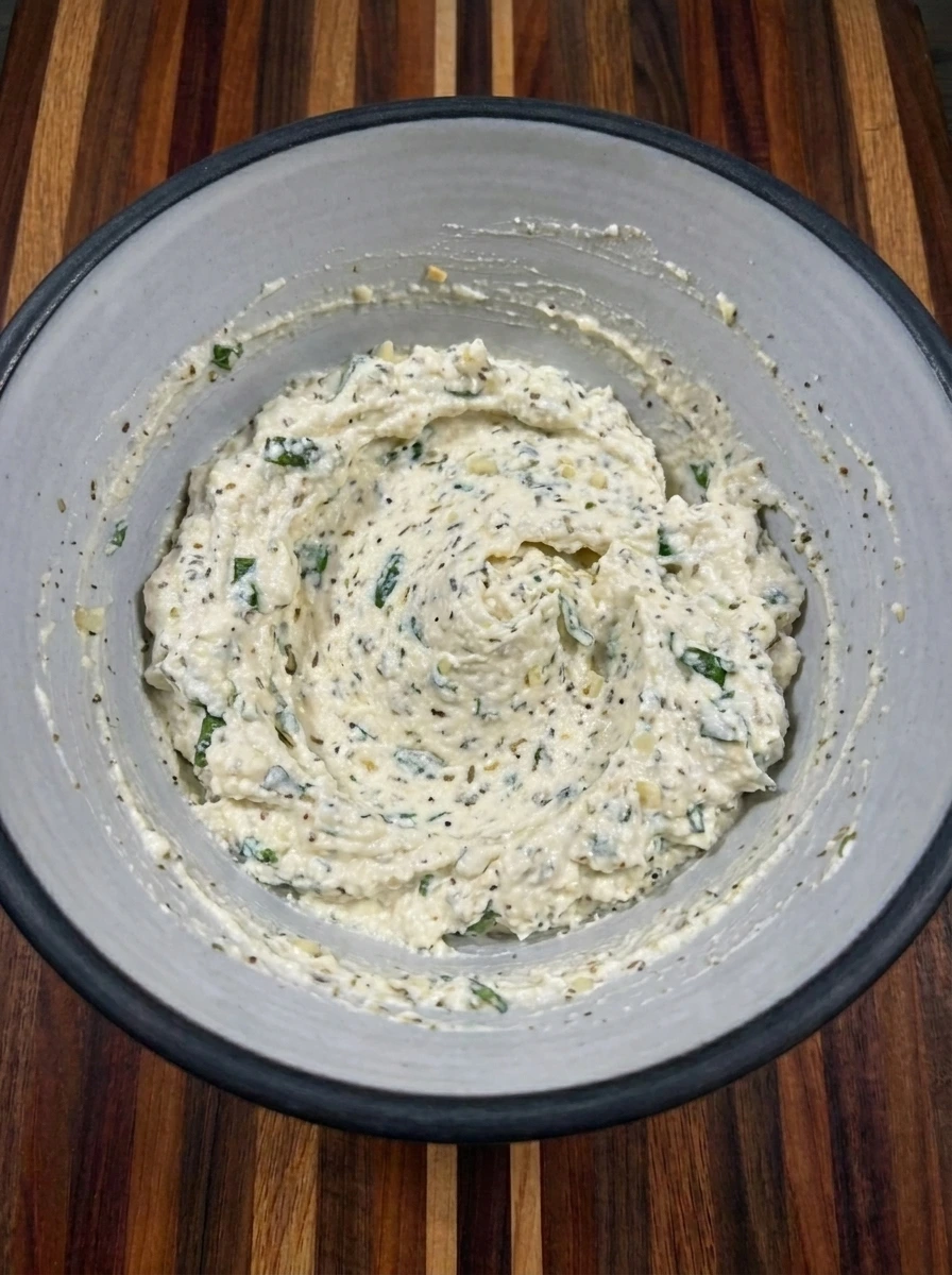 Ricotta filling mixed for Patty Pan Squash Lasagna Bake