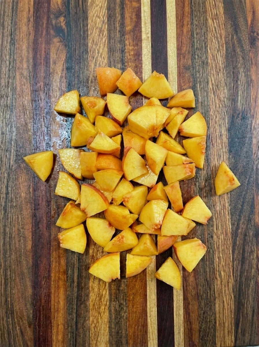 Diced peaches for Peach Pancakes