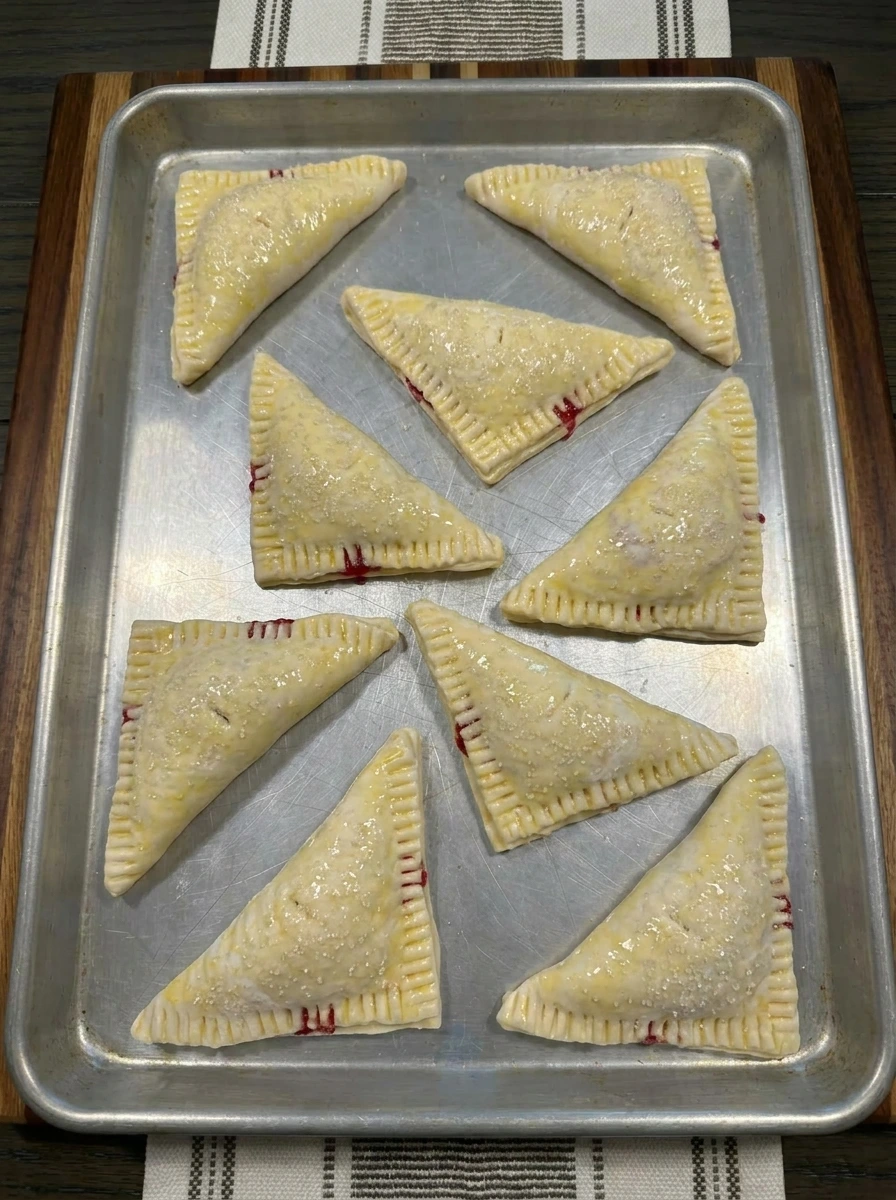 Raspberry Turnovers brushed with egg wash and coarse sugar