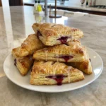 Golden Raspberry Turnovers with flaky pastry and raspberry filling