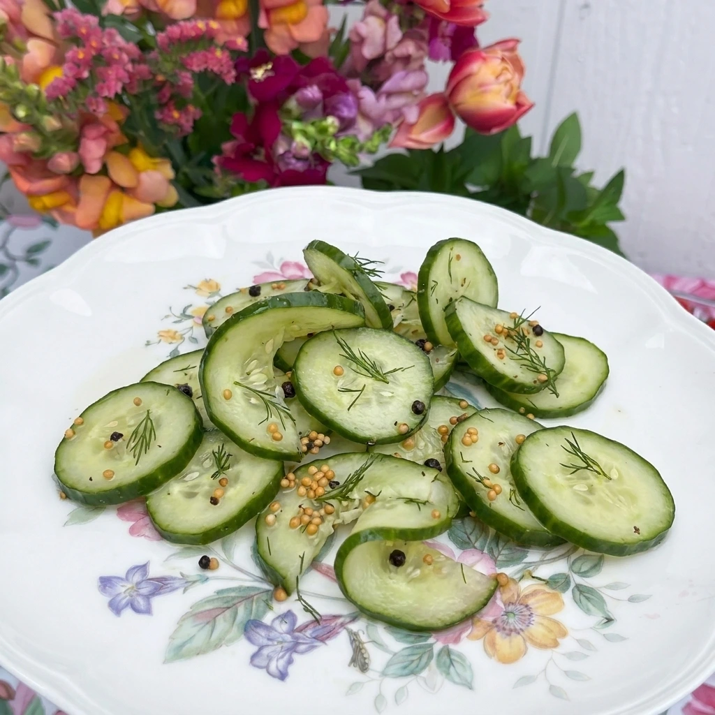 served refrigerator pickles on a white plate