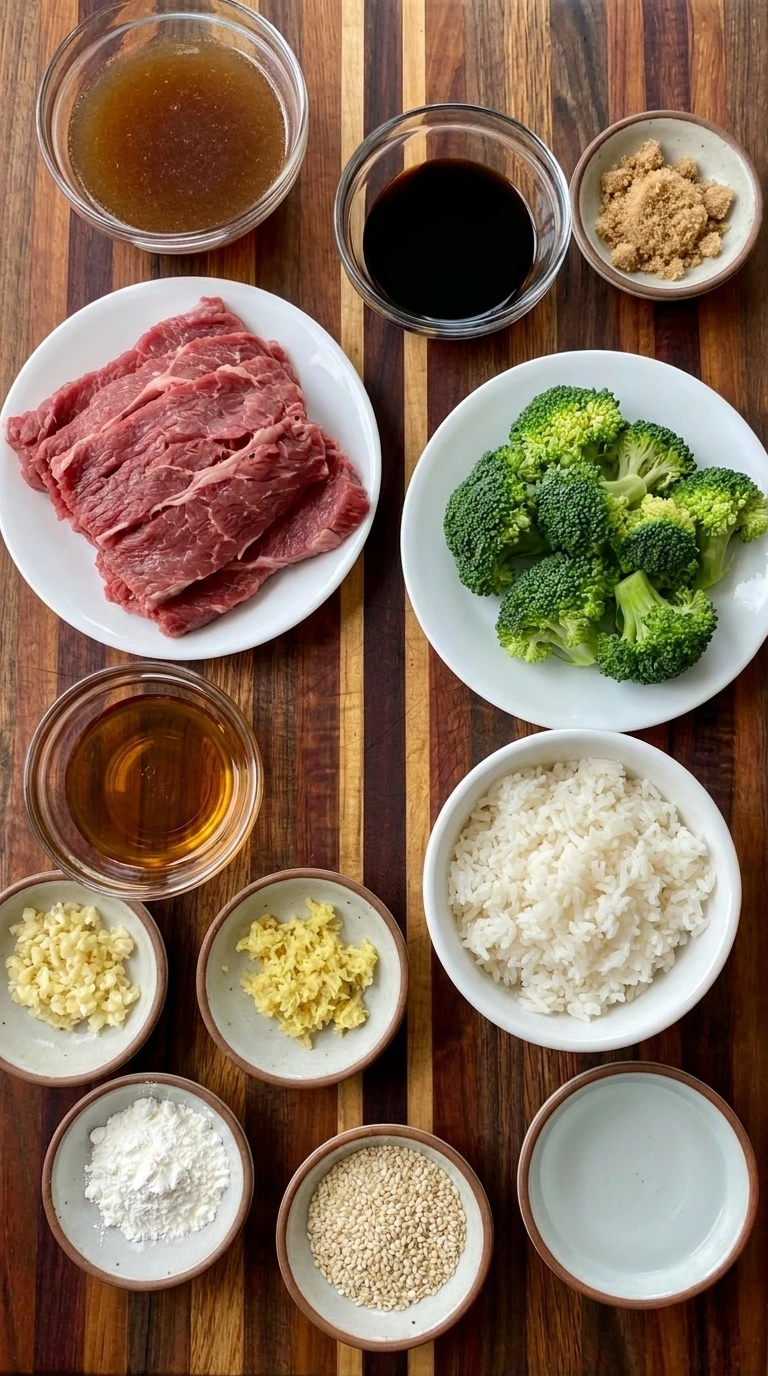 Ingredients for Slow Cooker Beef and Broccoli