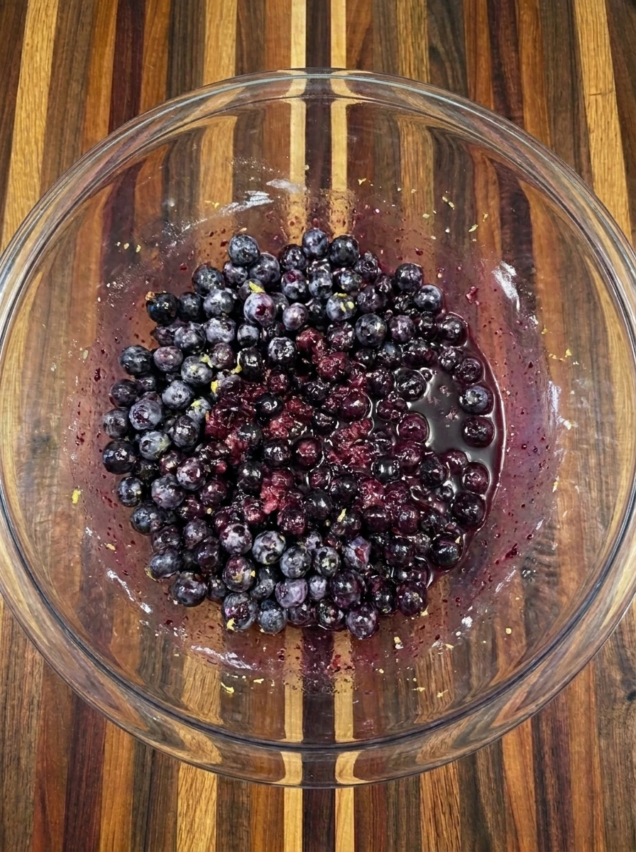 Glossy huckleberry filling for Wild Huckleberry Crumble Bars