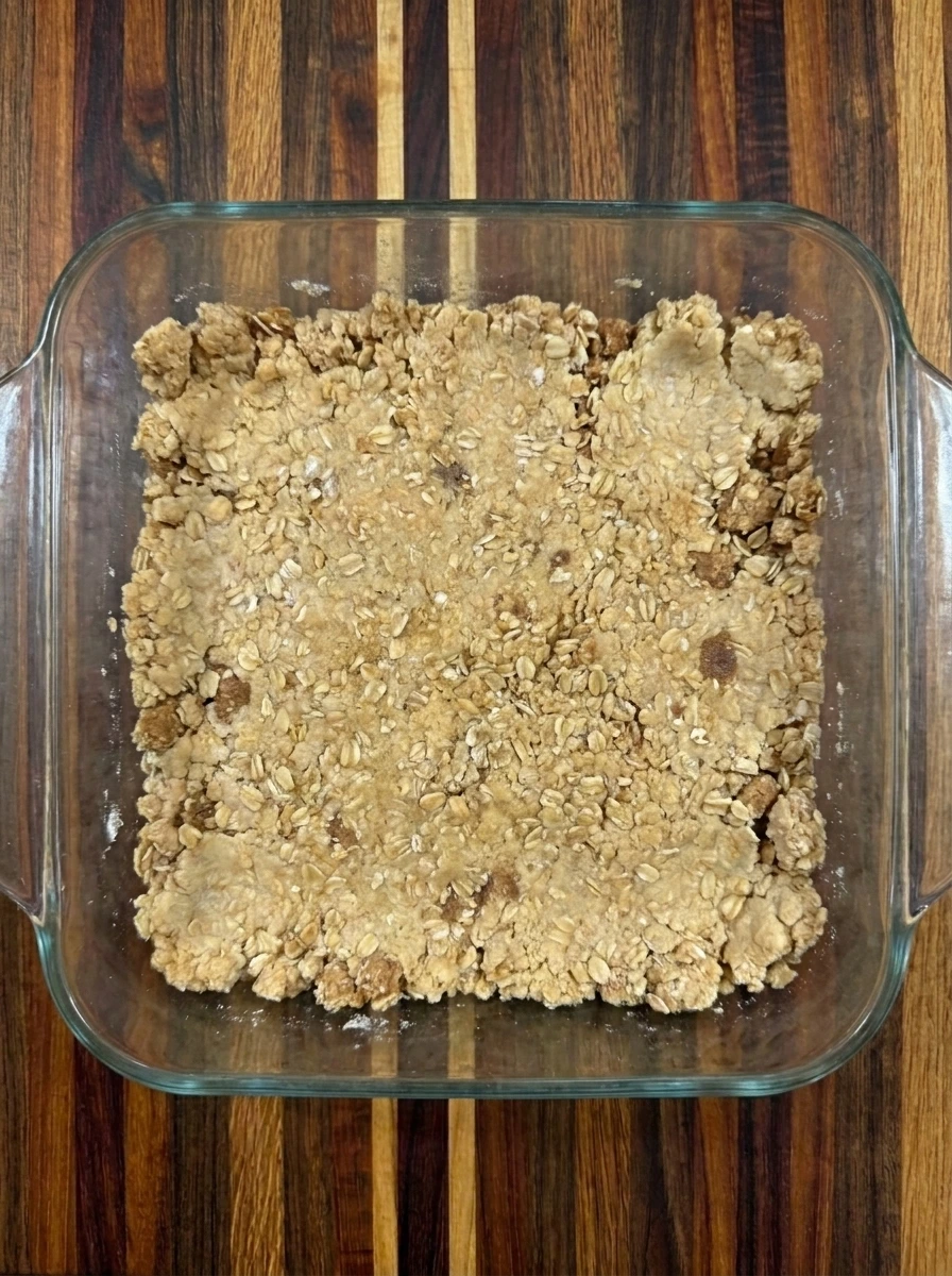 Pressed crust layer for Wild Huckleberry Crumble Bars