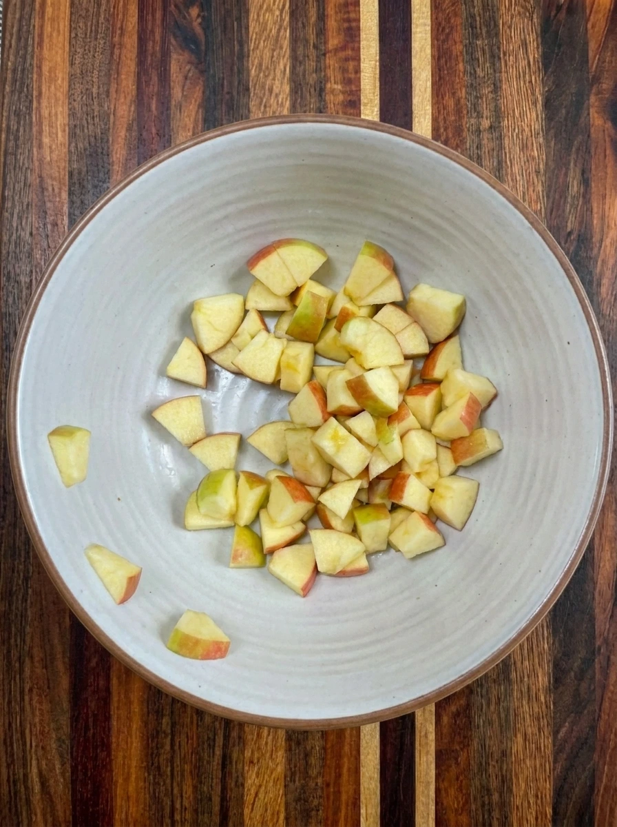 Diced apples for Apple Cinnamon Bread