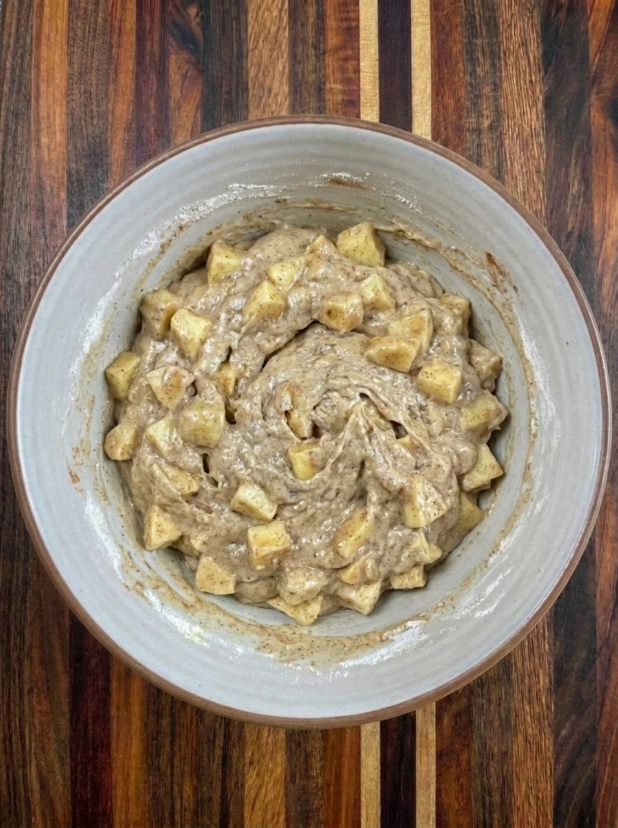 Apple Cinnamon Bread batter with apples folded in