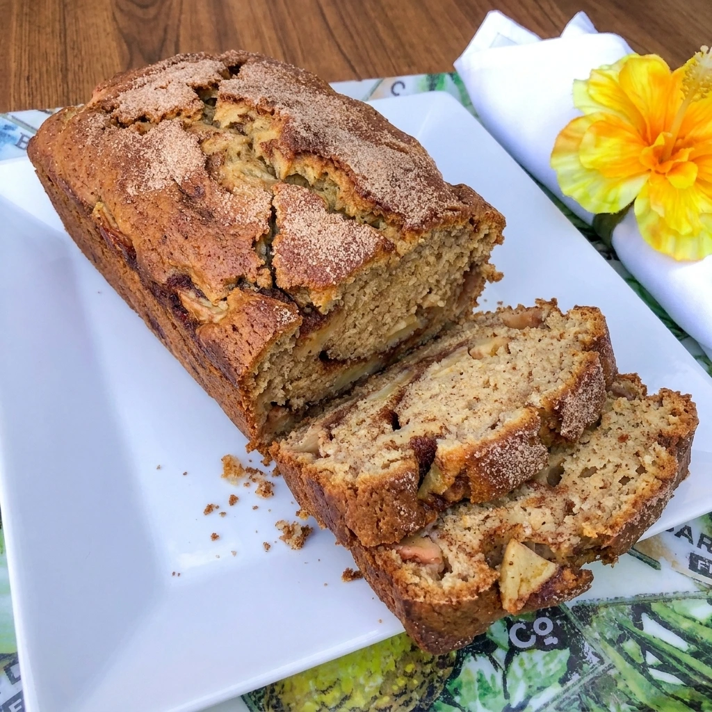 Apple Cinnamon Bread loaf with cinnamon swirls and apple pieces