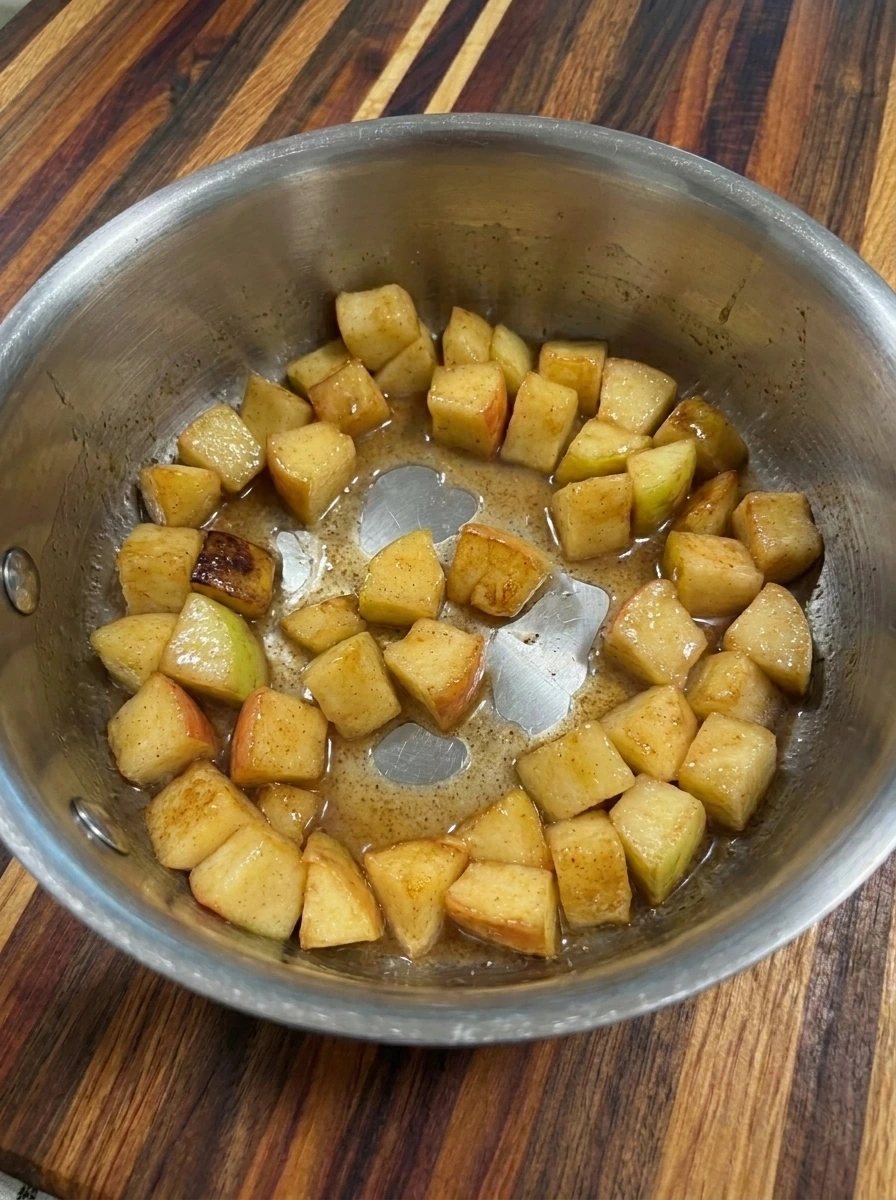 Tender cinnamon maple apples cooked for Apple Pie Yogurt Parfaits