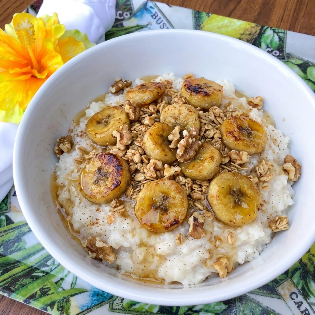Banana Rice Bowl with coconut rice and caramelized bananas