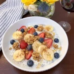 Banana Yogurt Parfait Bowl with berries and toasted granola
