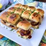 BBQ Turkey Meatball Sliders with melted provolone and golden rolls