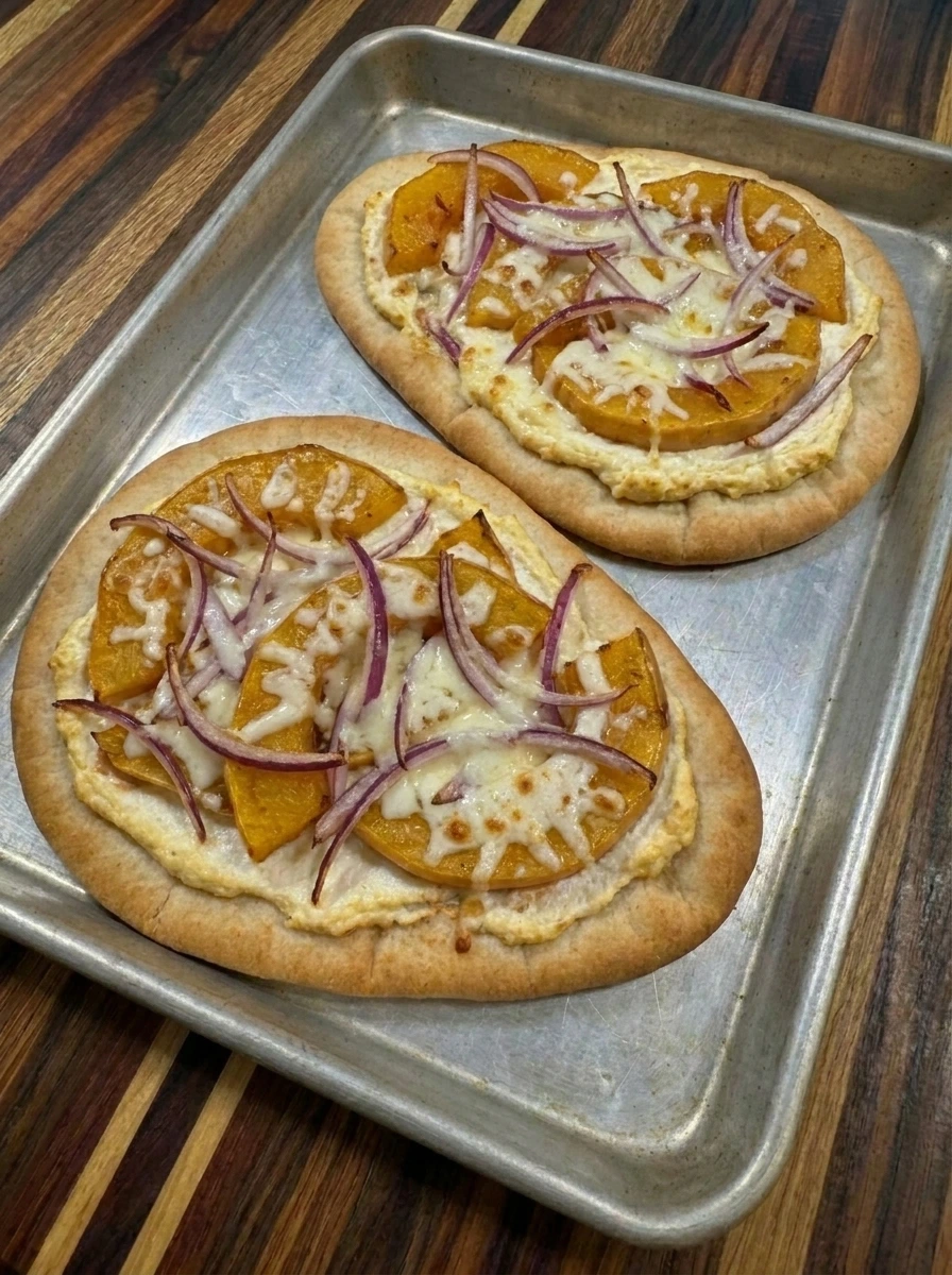 Butternut Squash Flatbread with melted mozzarella