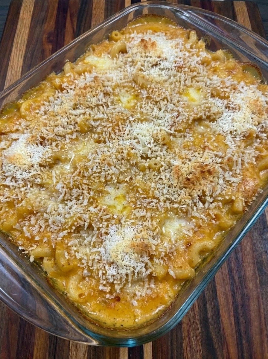 Baked Butternut Squash Mac and Cheese with golden panko topping