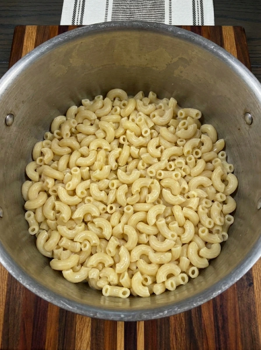 Boiled elbow macaroni for Butternut Squash Mac and Cheese