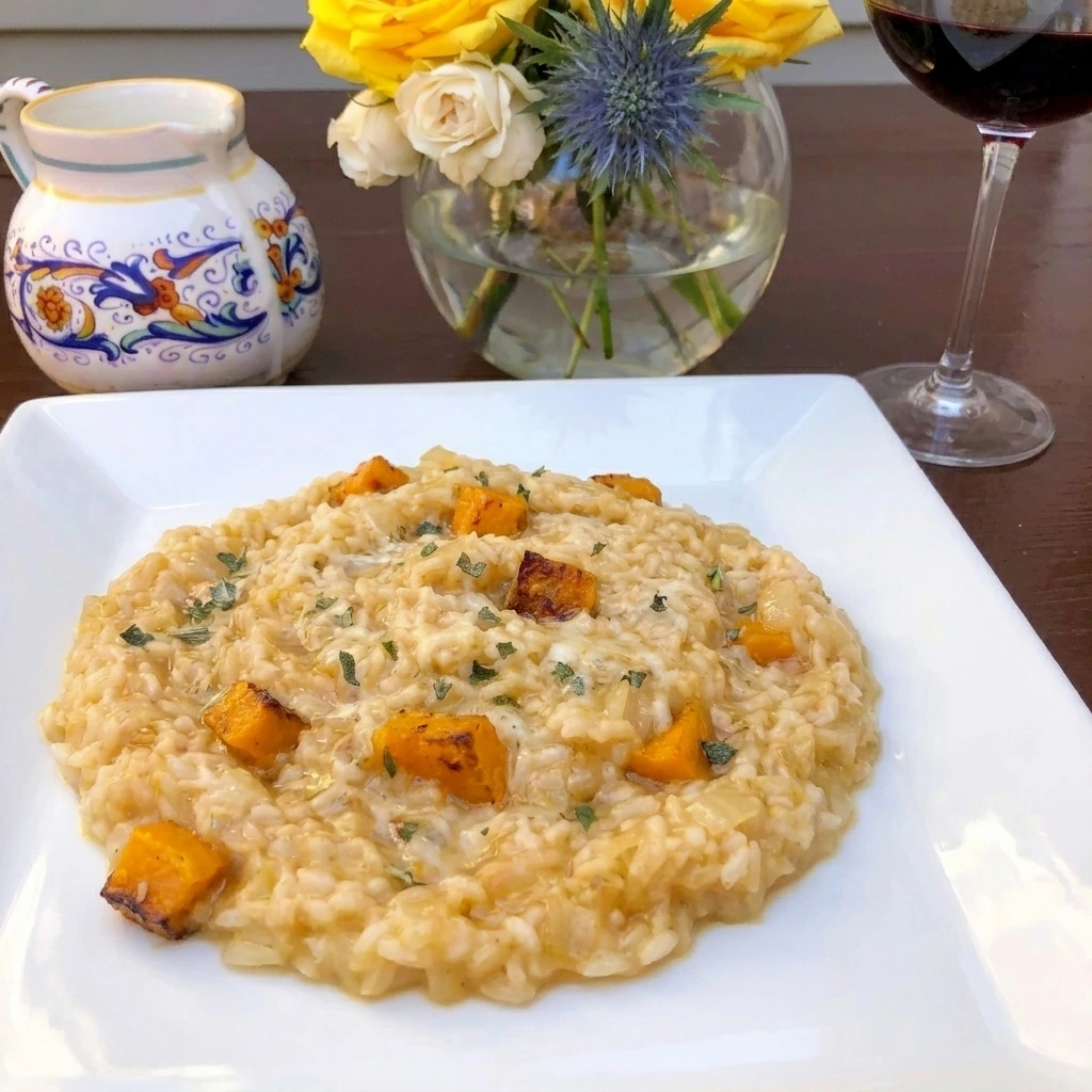 Creamy Butternut Squash Risotto with parmesan and sage