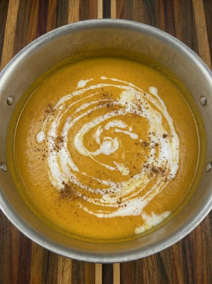 Coconut milk and spices stirred into Butternut Squash Soup