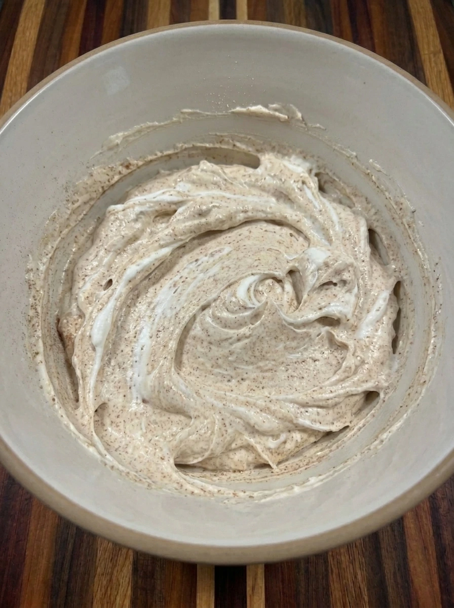 Whipped topping folded into Caramel Apple Cheesecake Dip