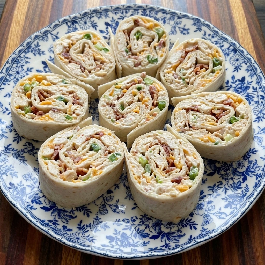 Single serving of sliced Chicken Bacon Ranch Pinwheels
