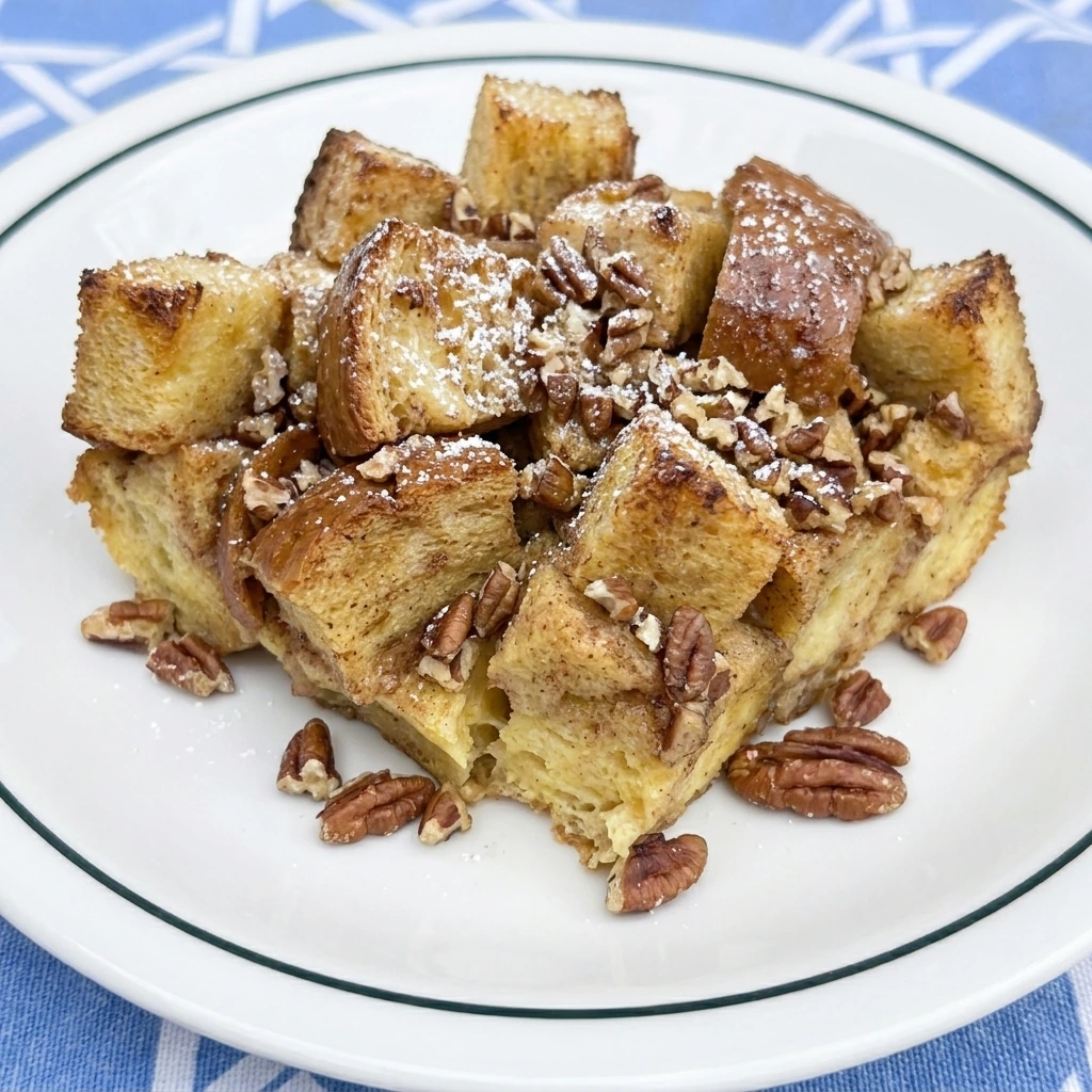 Single slice of Cinnamon French Toast Bake on plate