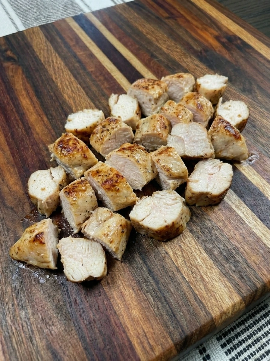Chopped browned chicken for Cranberry Chicken Salad