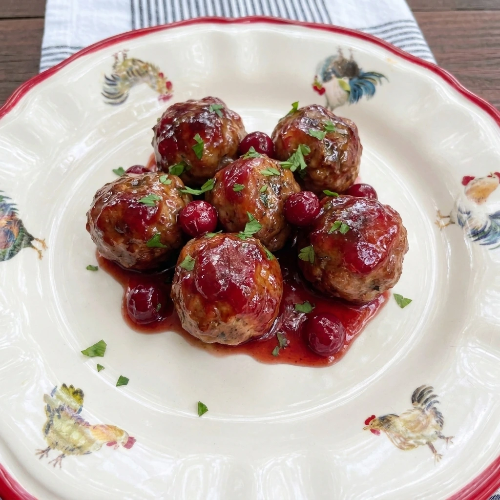 Single serving of five Cranberry Meatballs