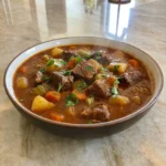 Crockpot Beef Stew with tender beef and vegetables in rich broth