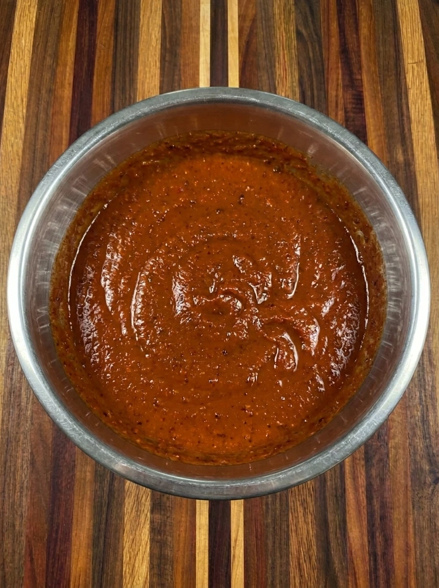 Blended red chile sauce for Crockpot Birria Tacos