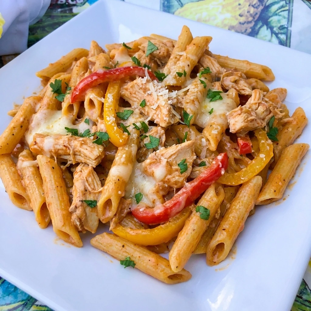Creamy CrockPot Cajun Chicken Pasta with tender chicken and bell peppers