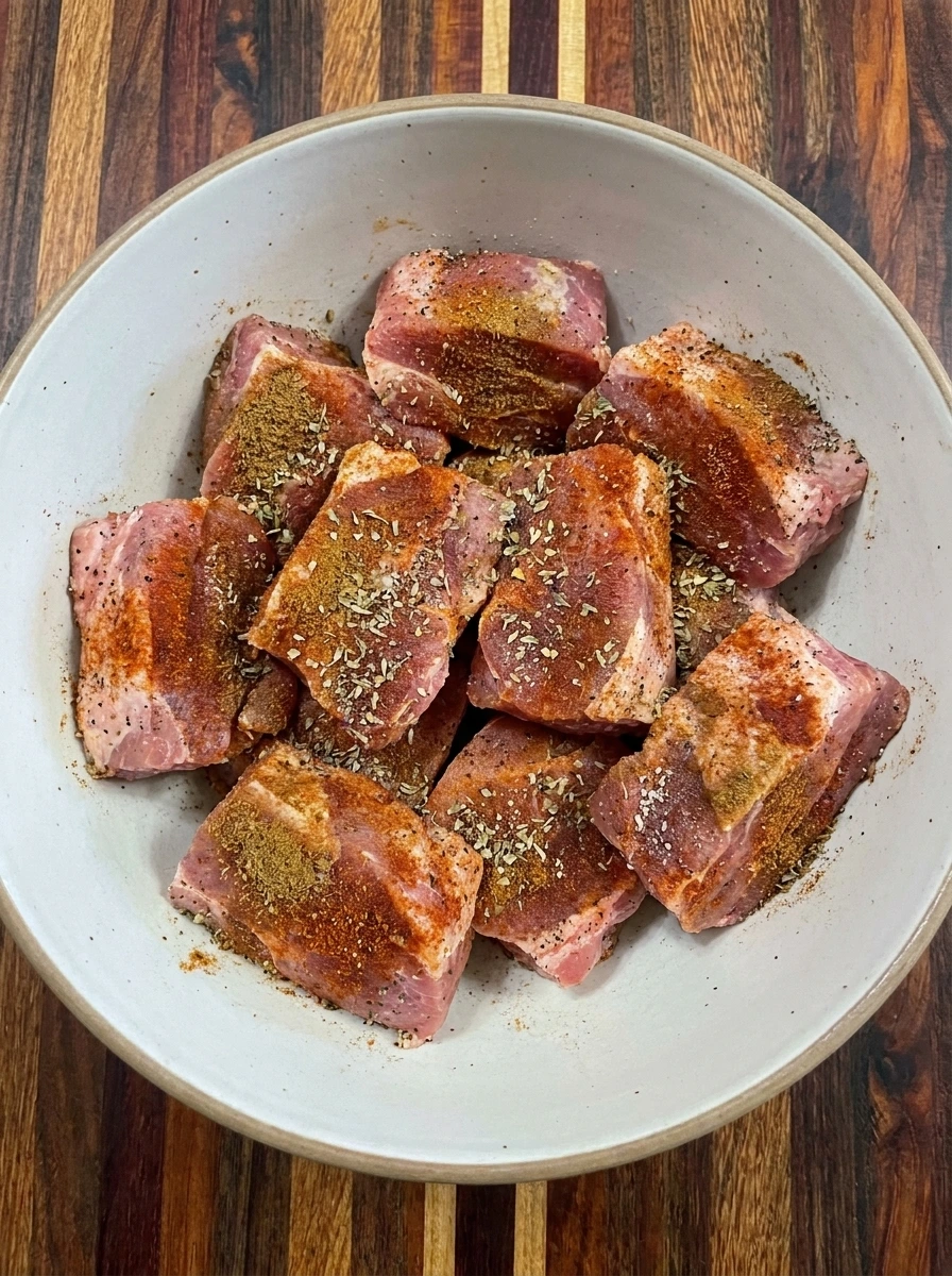 Cut and season the pork for Crockpot Carnitas