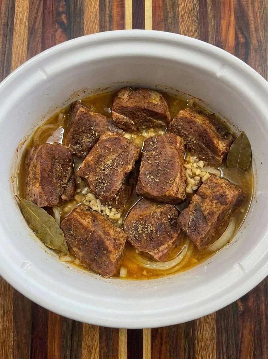 Slow cook until the pork collapses for Crockpot Carnitas