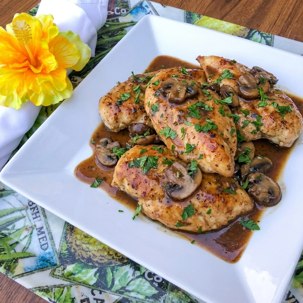 Crockpot Chicken Marsala with tender chicken and mushrooms in rich sauce