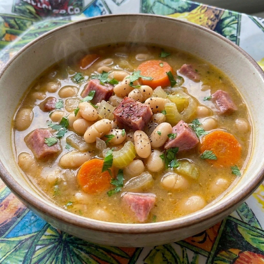 Crockpot Ham and Bean Soup with tender beans and smoky ham