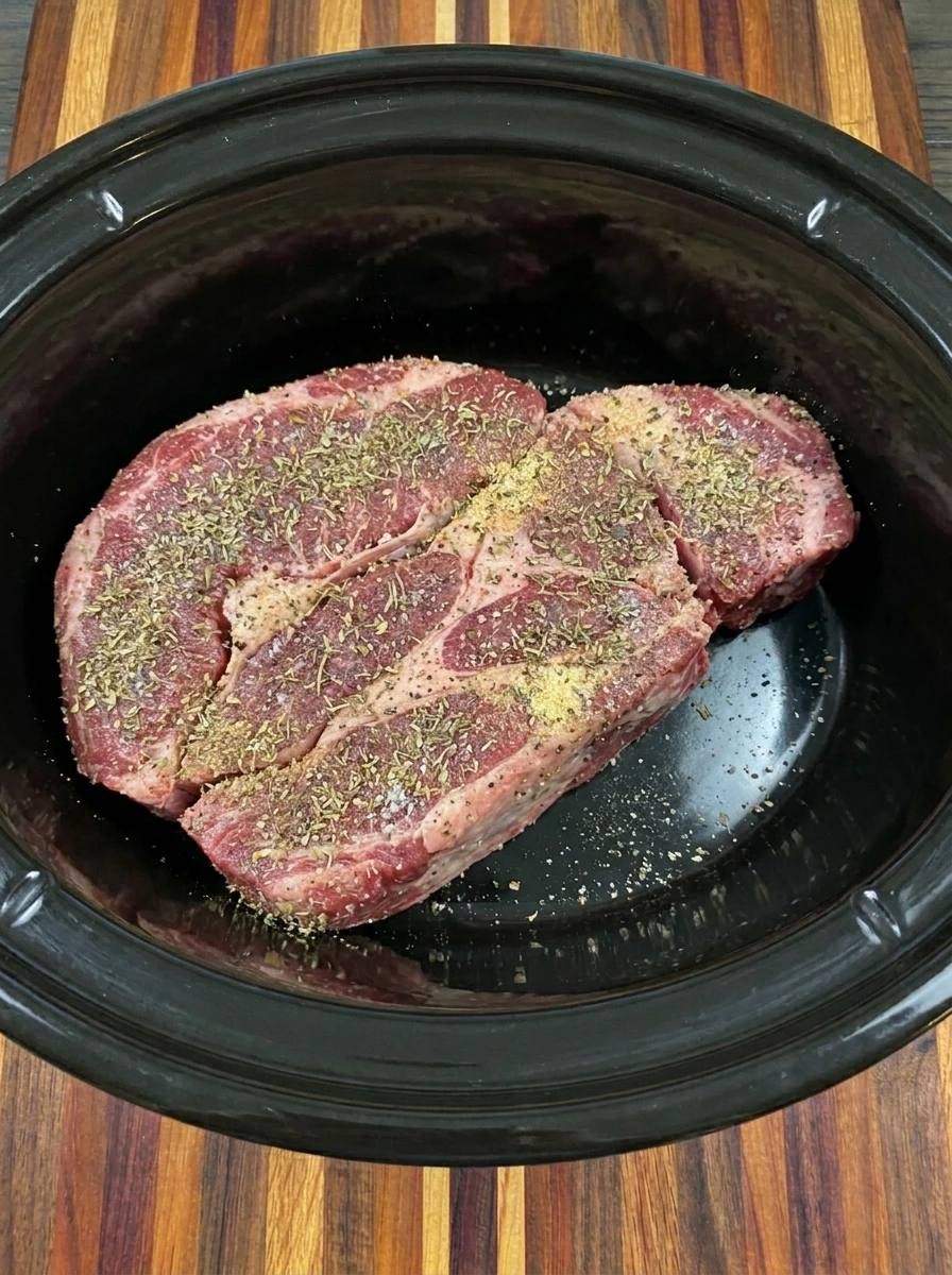 Seasoned chuck roast for Crockpot Italian Beef Sandwiches
