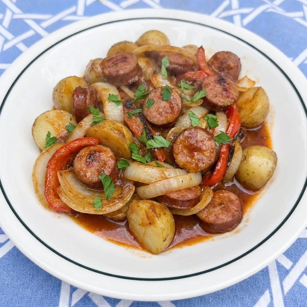 Single serving of Crockpot Kielbasa and Potatoes