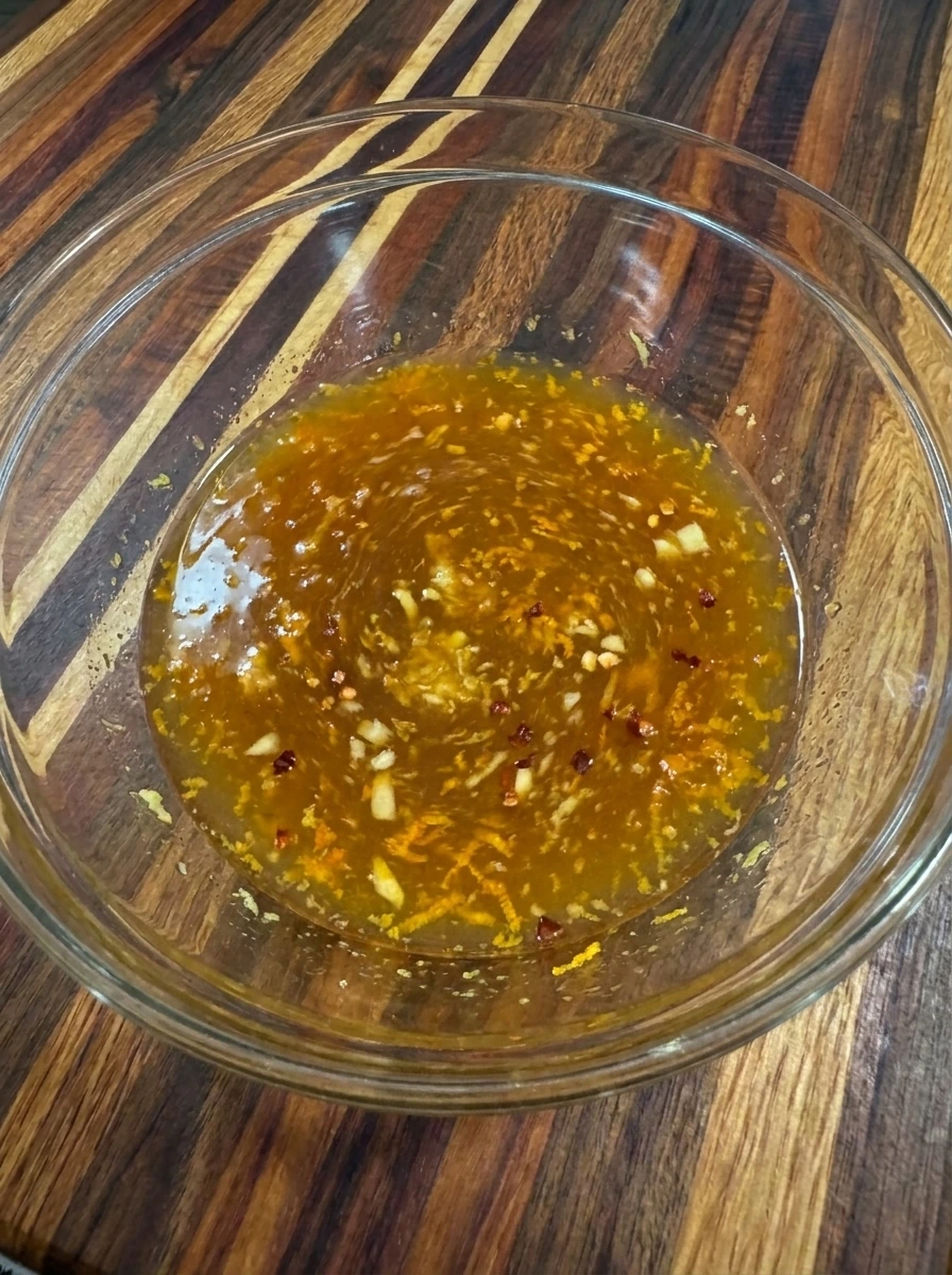 Fresh orange sauce mixed for Crockpot Orange Chicken
