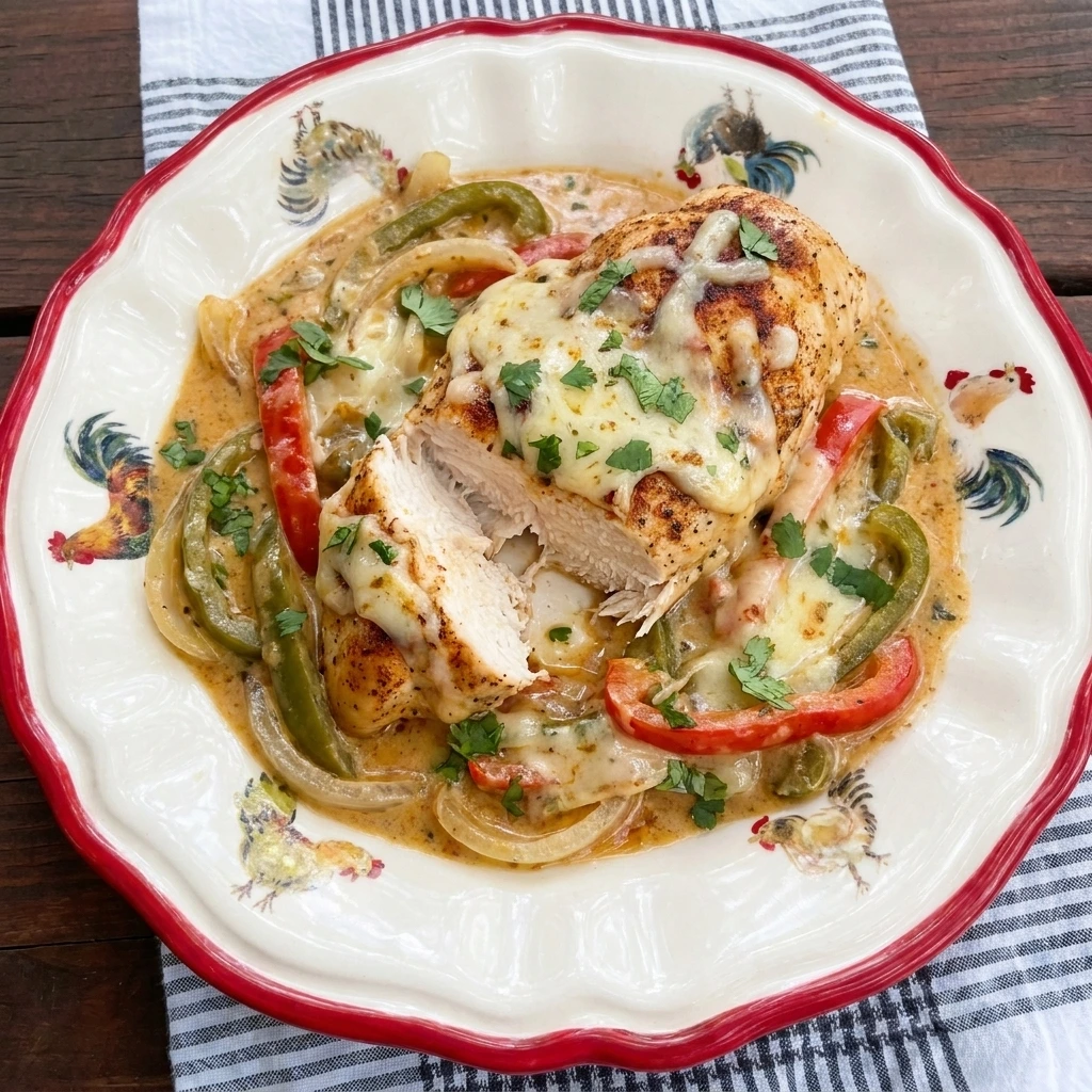 Single serving of CrockPot Pepper Jack Chicken