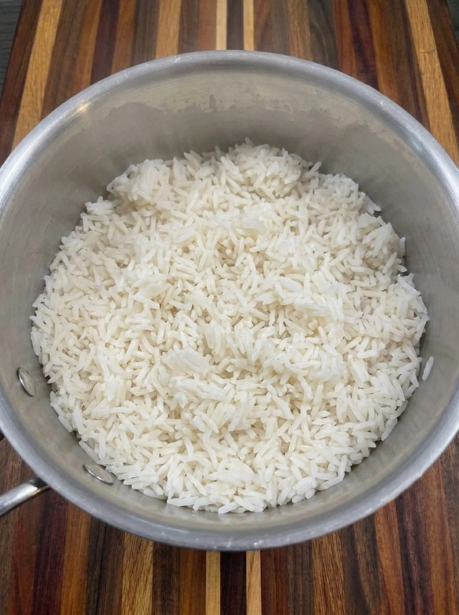 Fluffy long grain white rice prepared for red beans and sausage