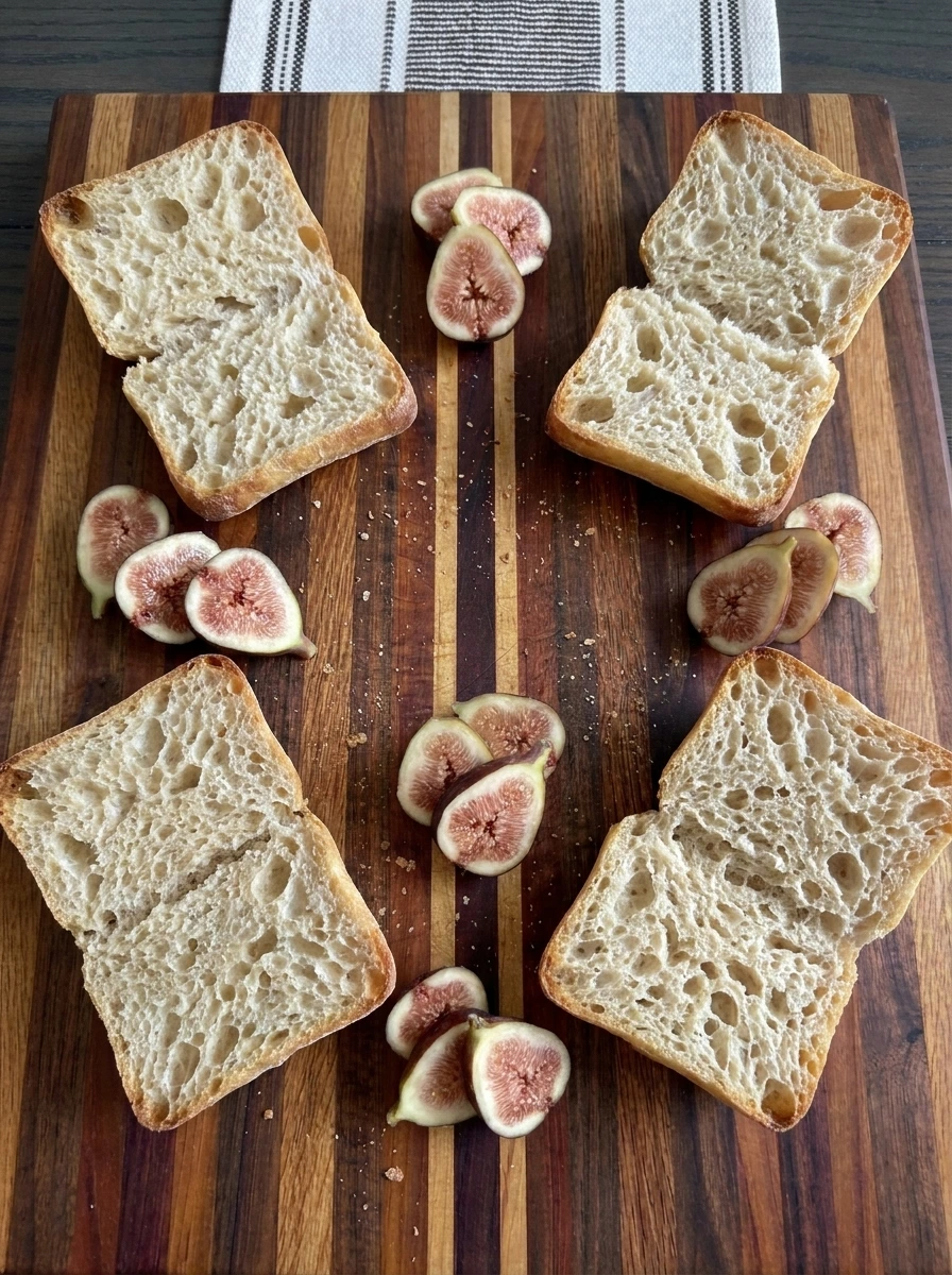 Sliced ciabatta rolls and fresh figs for Fig Prosciutto Sandwich