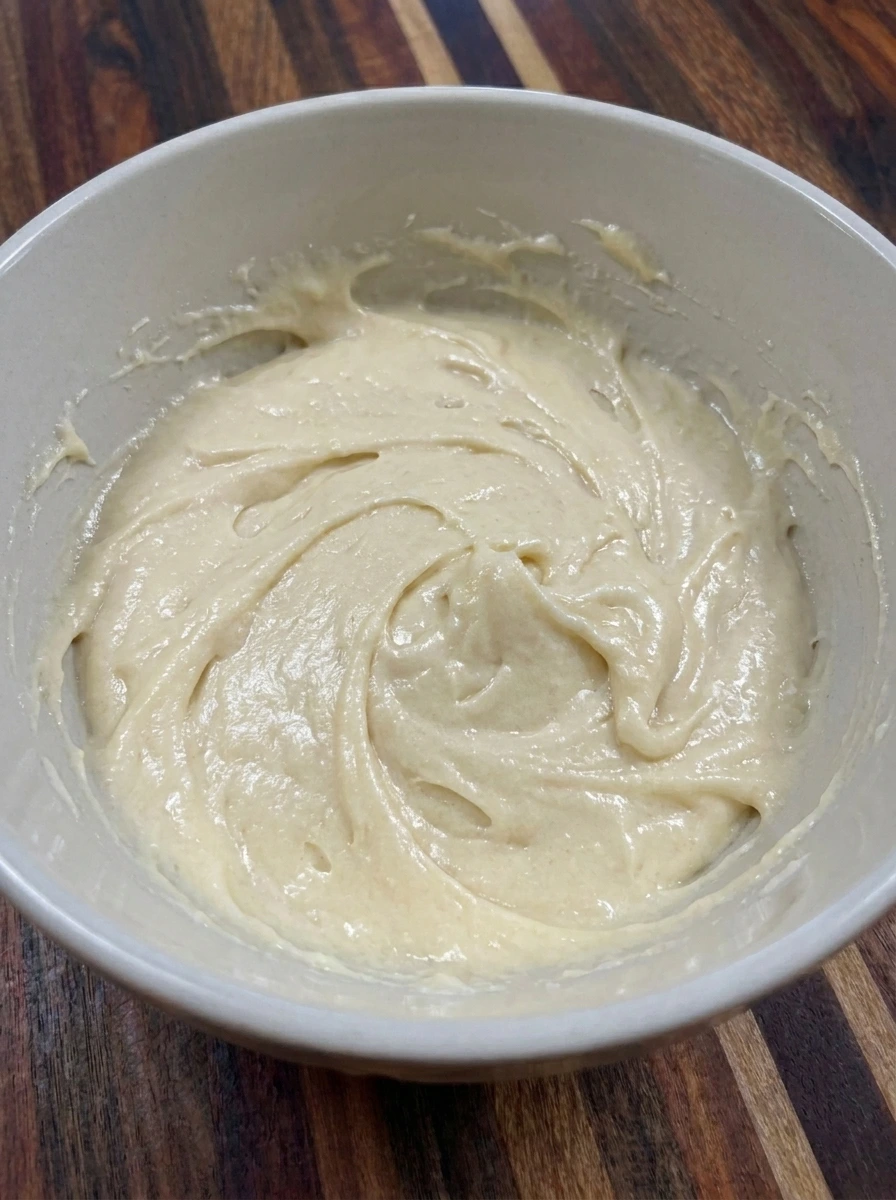 Thick vanilla batter for Funfetti Snack Cake Bites