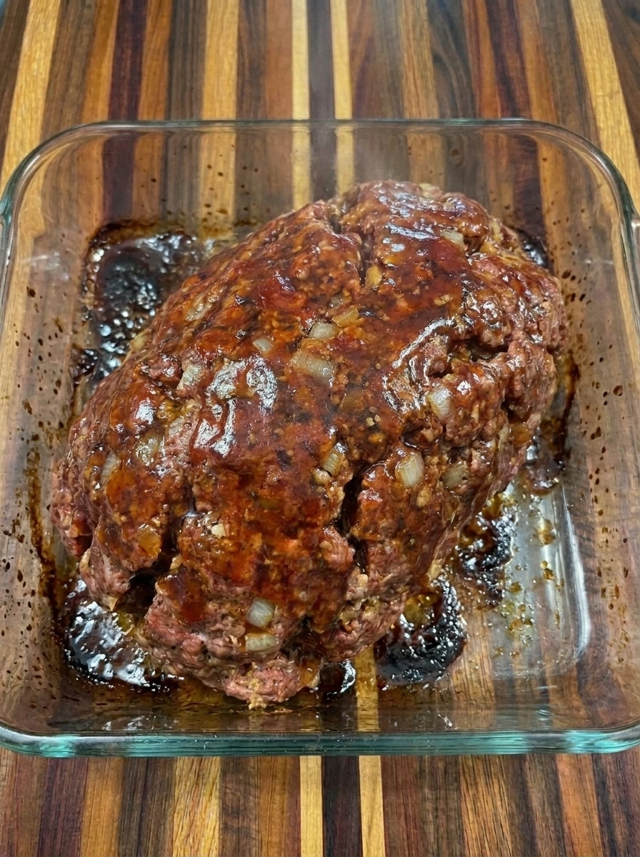 Baked Meatloaf with Brown Sugar Glaze Dinner in a dish